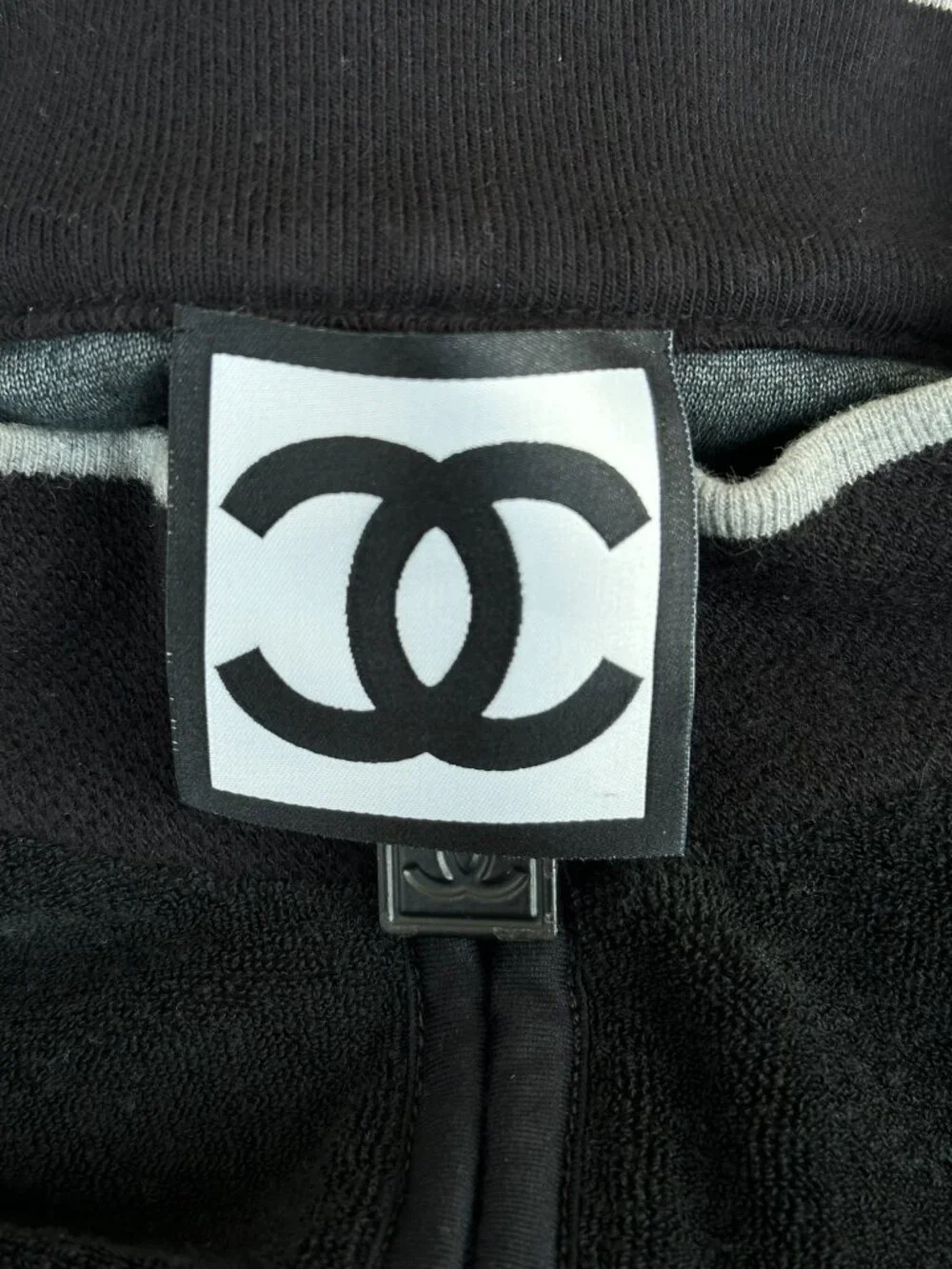 Chanel Black & Blue CC Logo Women's Zip Up Hoodie
